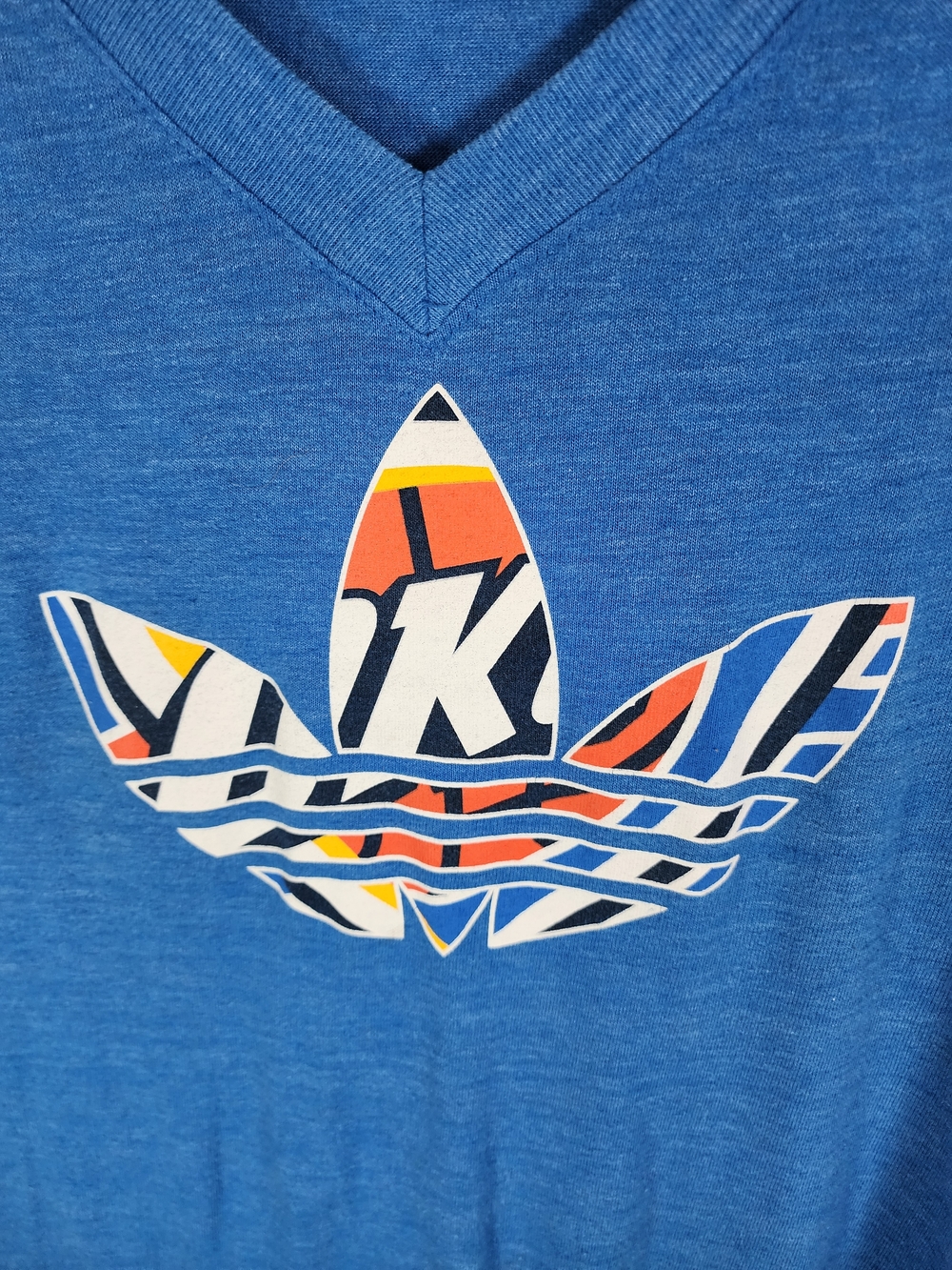 adidas Light Blue Crewneck Tee with Black Trefoil Print - OKC Thunder